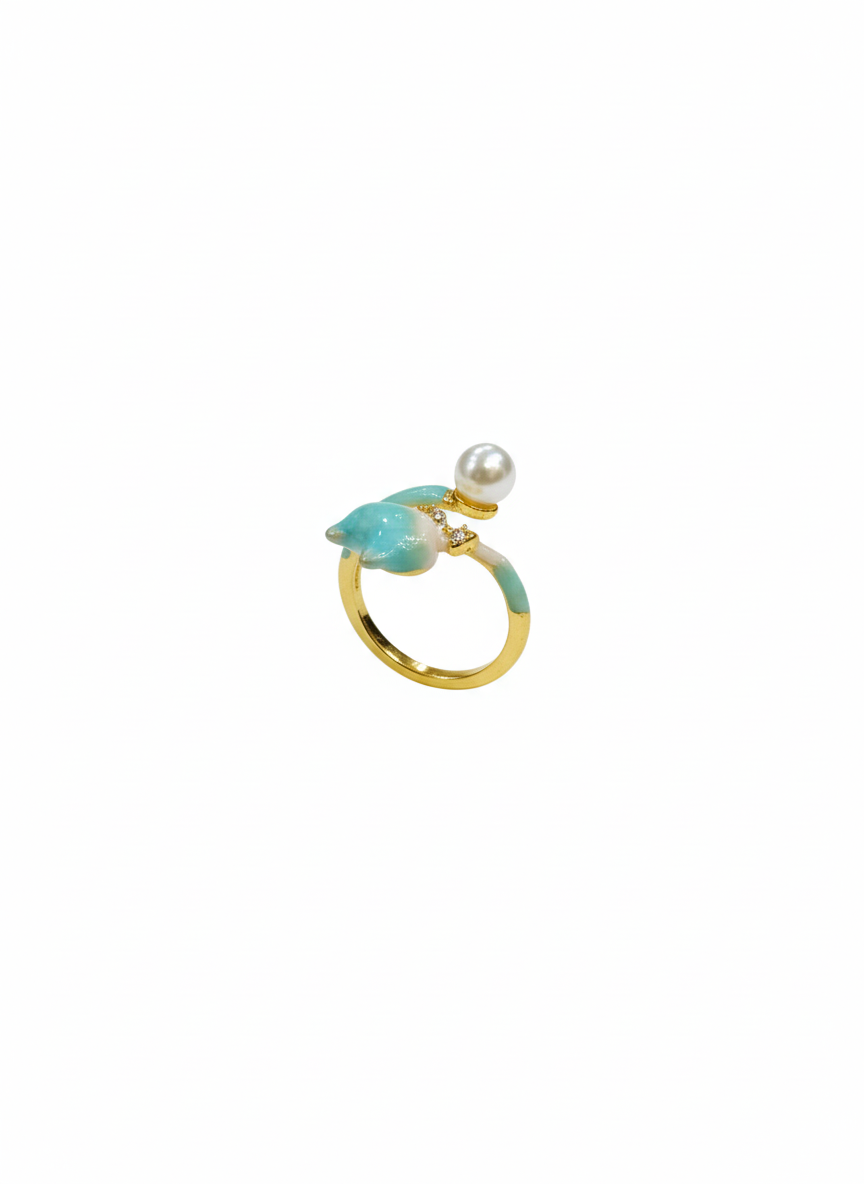 Aqua Pearl Floral Adjustable Ring for Women – SILVROSE