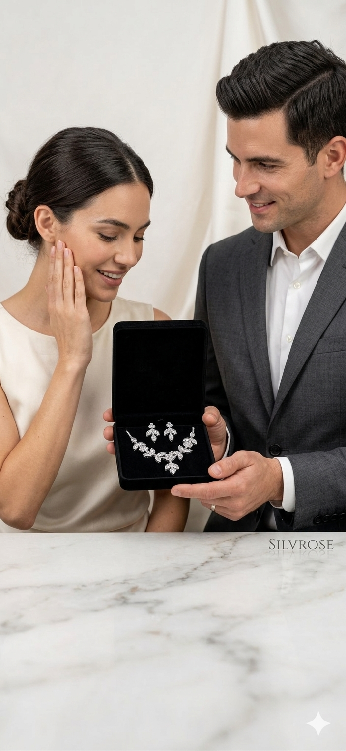 Elegant Floral Leaf Cubic Zirconia Jewelry Set