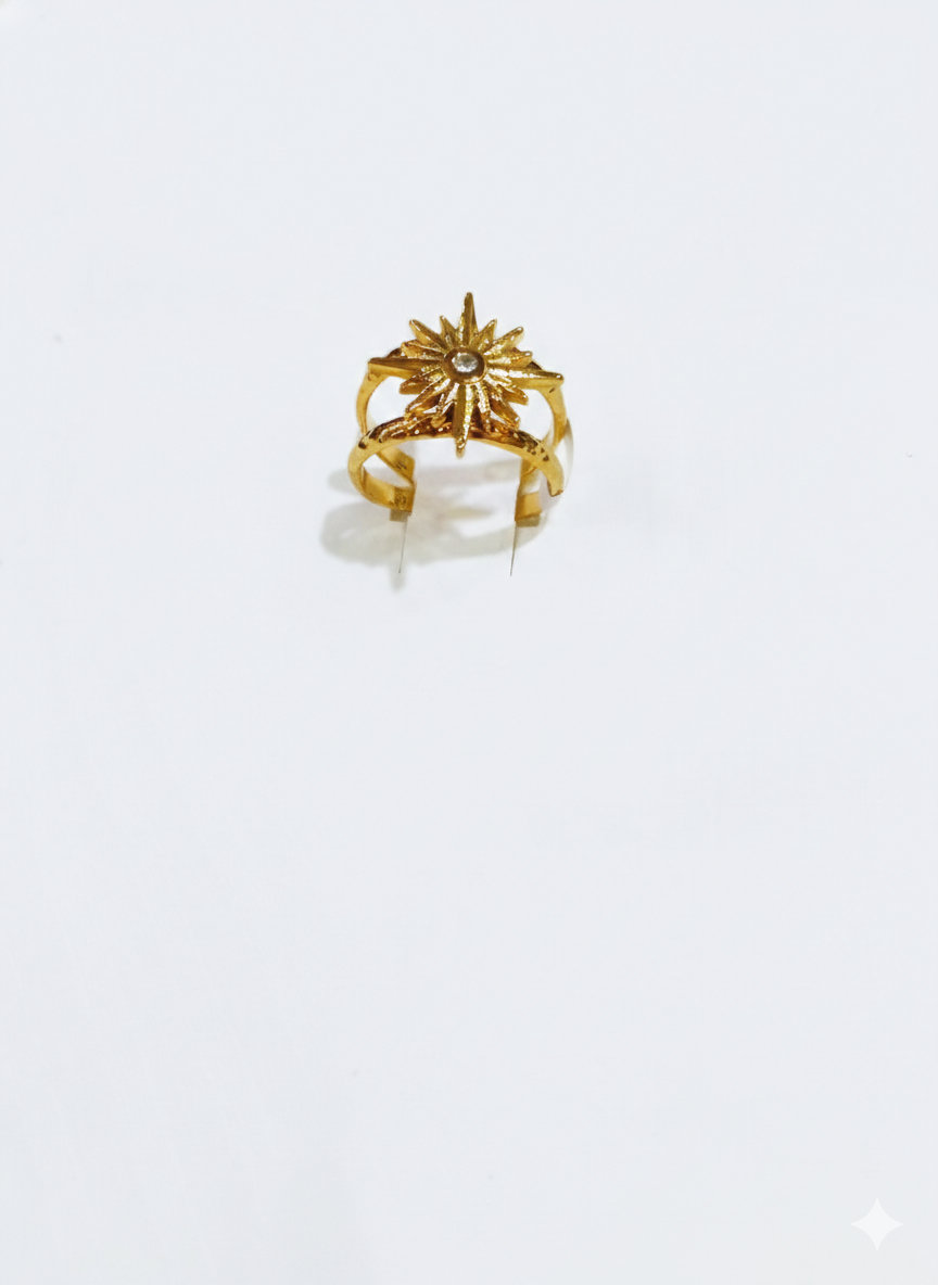 Nova Starburst Double Band Ring in Gold | Celestial Sunburst Statement Ring – SILVROSE