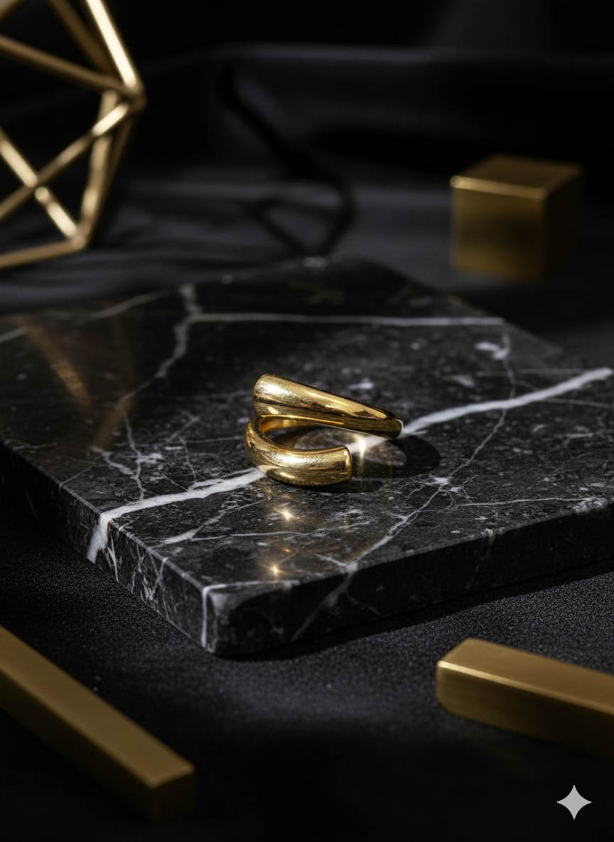 Lyra Fluid Gold Wrap Ring | Chunky Open Statement Ring – SILVROSE