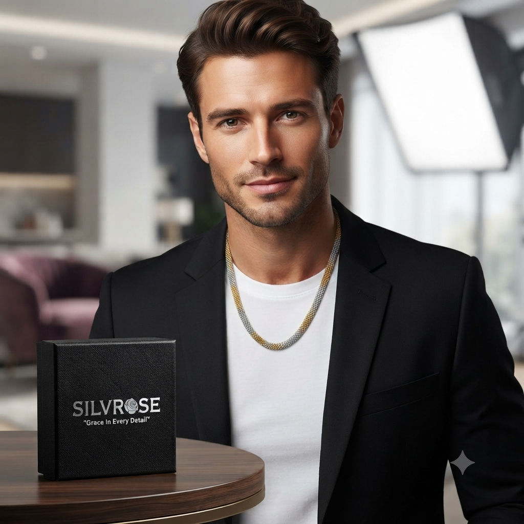 SILVROSE Men's Gold & Silver Chain | Luxury Everyday Fashion Jewellery