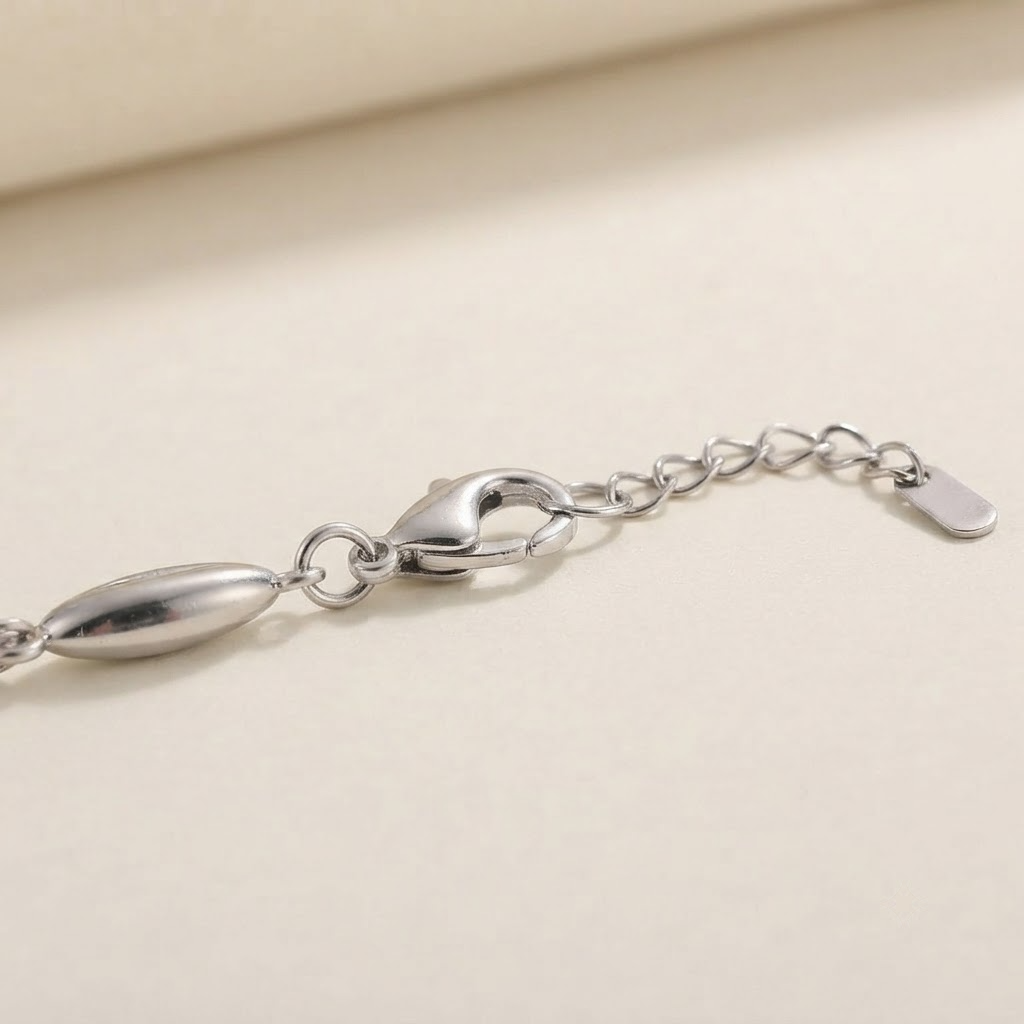 SILVROSE Mira anklet lobster clasp and adjustable extender chain